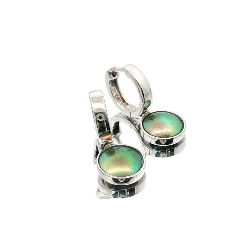 Sterling Silver Paua Pearl Torea Huggie Earrings