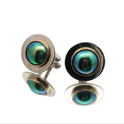 Pearl Saturn Cuff Links