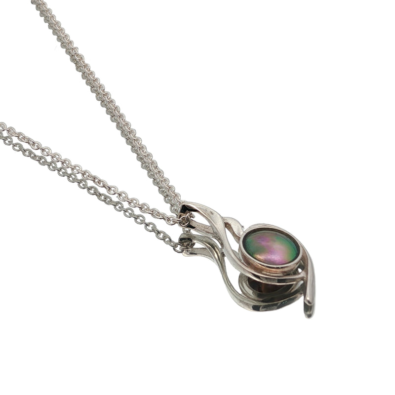 Sterling Silver Paua Pearl Twist Necklace