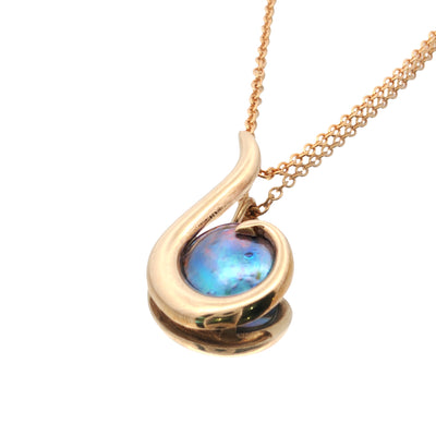 Birth Pearl Small Gold Hook Necklace - 9ct Gold