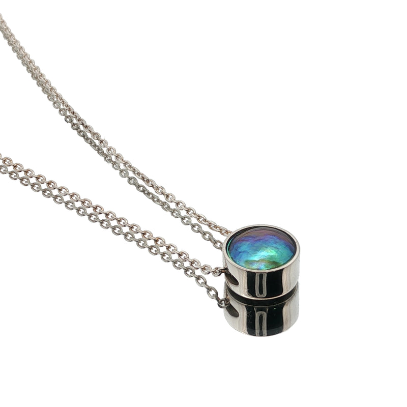 Sterling Silver Pāua Pearl Glow Moon Necklace