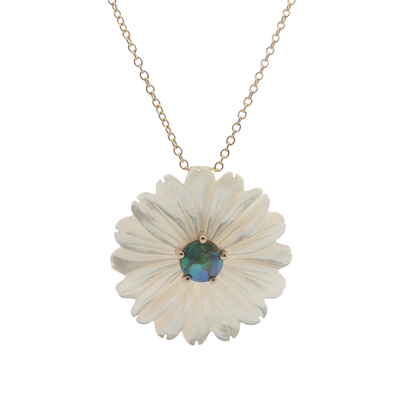 Pearl Marlborough Daisy Necklace - Yellow Gold 9ct