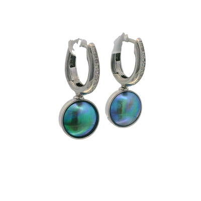 Pearl & CZ Betz Oval Earrings