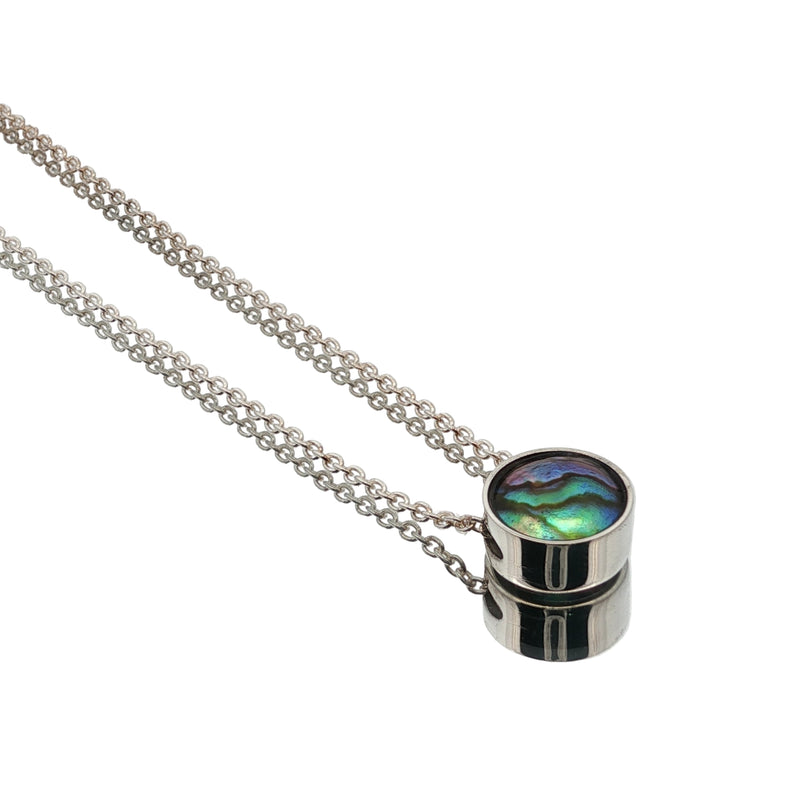 Sterling Silver Pāua Pearl Eclipse Moon Necklace