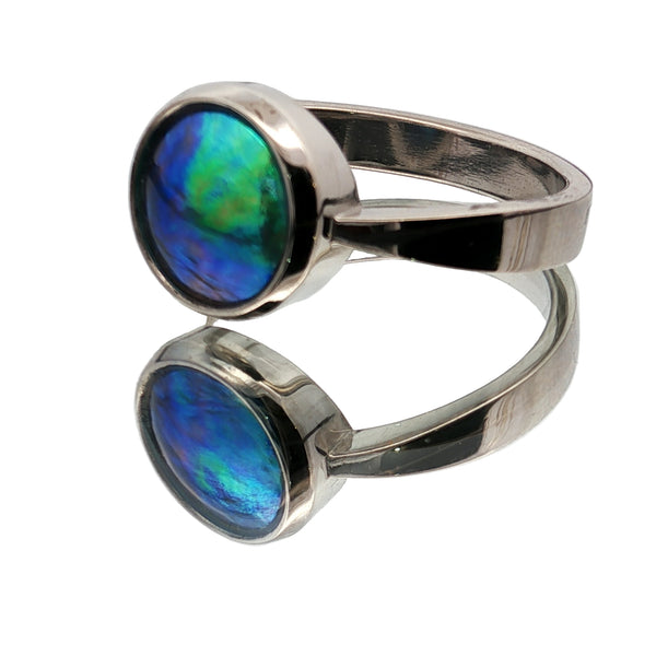 Pearl ring nz handcrafted with rare Arapawa paua pearl in platinum solitaire setting
