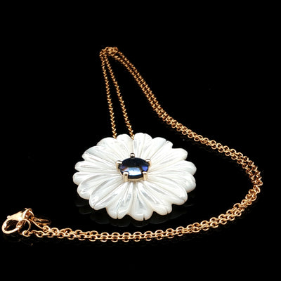 Pearl Marlborough Daisy Necklace - Yellow Gold 9ct
