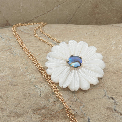 Pearl Marlborough Daisy Necklace - Yellow Gold 9ct