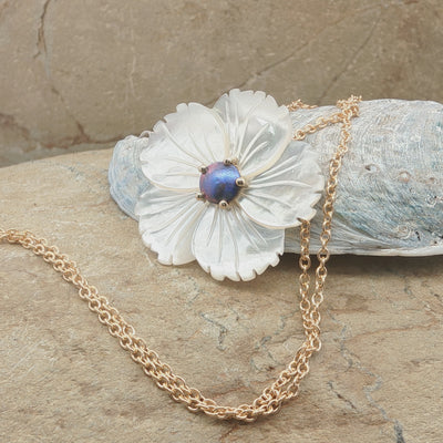 Pearl Petite White Daffodil Necklace