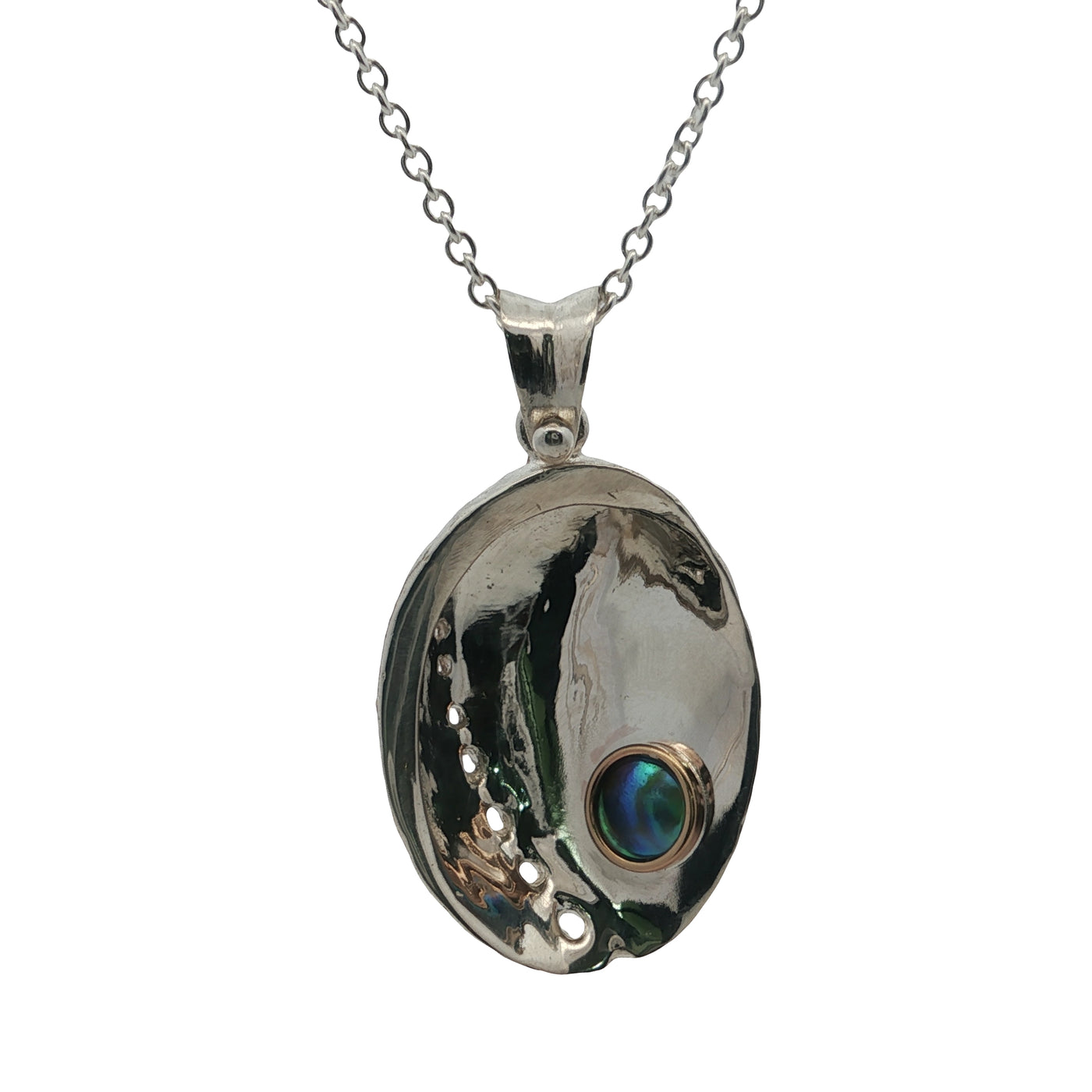 Pearl Paua Shell Necklace - Two-tone