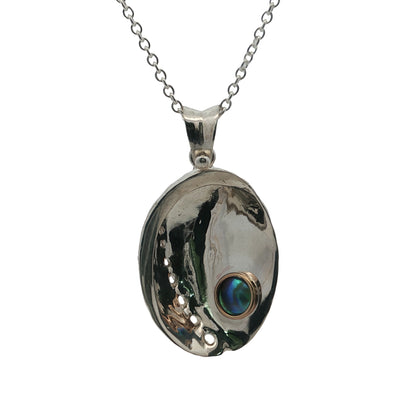 Pearl Paua Shell Necklace - Two-tone