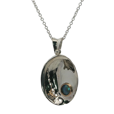 Pearl Paua Shell Necklace - Two-tone