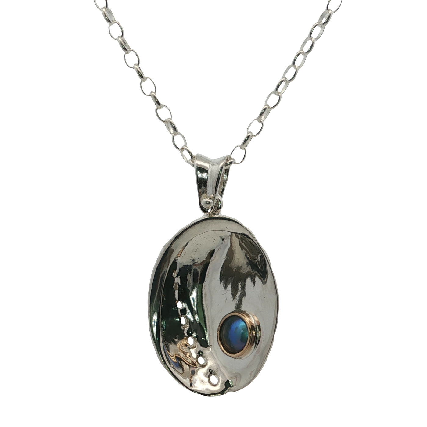 Pearl Paua Shell Necklace - Two-tone
