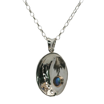 Pearl Paua Shell Necklace - Two-tone
