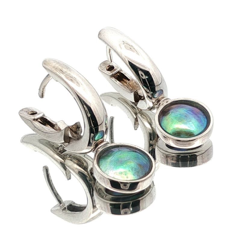 Sterling Silver Paua Pearl Torea Oval Earrings