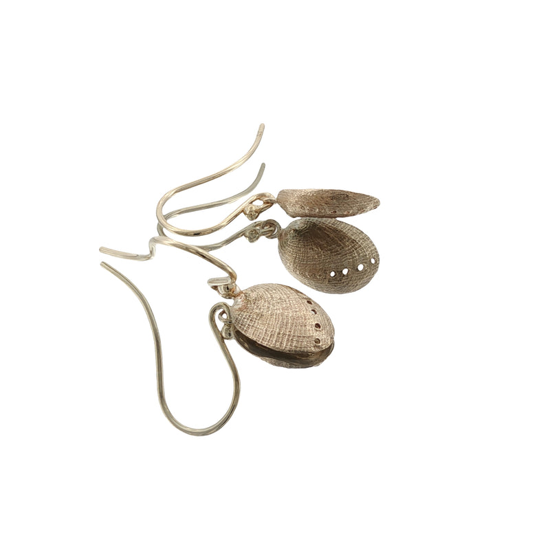Gold Pāua Haliotis Hook Earrings