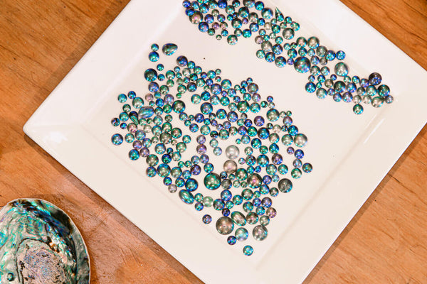 Grading blue pearls for Arapawa Blue Pearls on Arapawa Island, Marlborough Sounds NZ