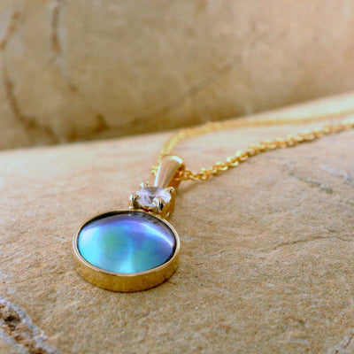 Pearl Azure Moon Necklace - 9ct