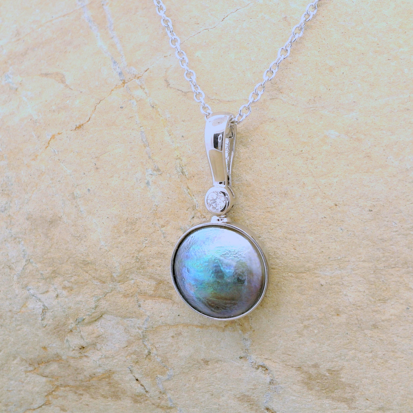rare blue pearl pendant
