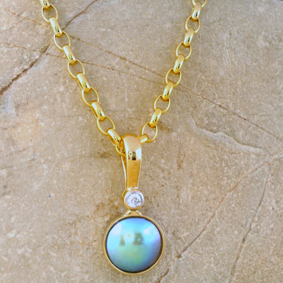 Pearl Blue Heron Necklace