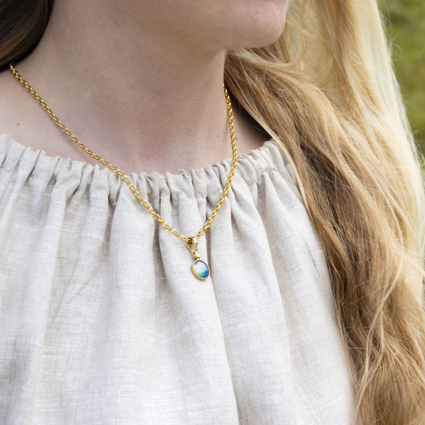 Pearl Blue Heron Necklace