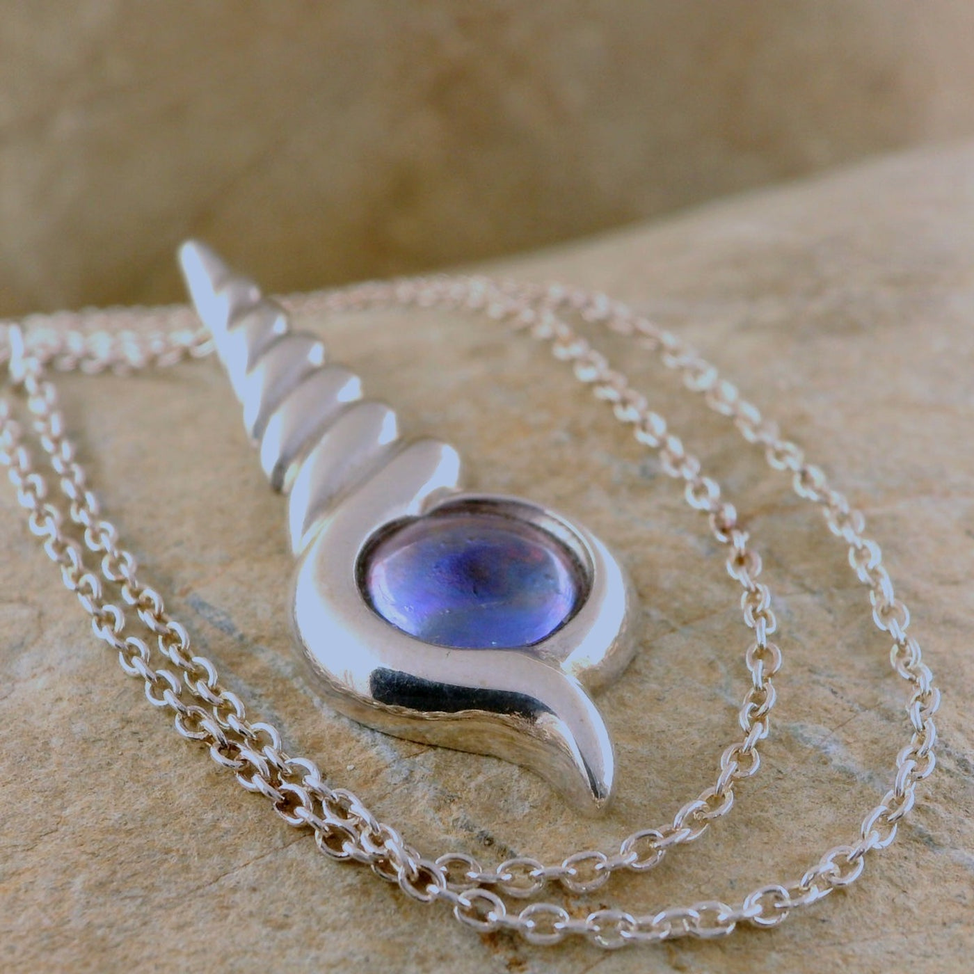 2. Pearl Narwhal Necklace - February Lavender Pearl