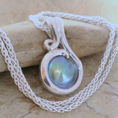 Pearl Sterling Silver Curve Necklace