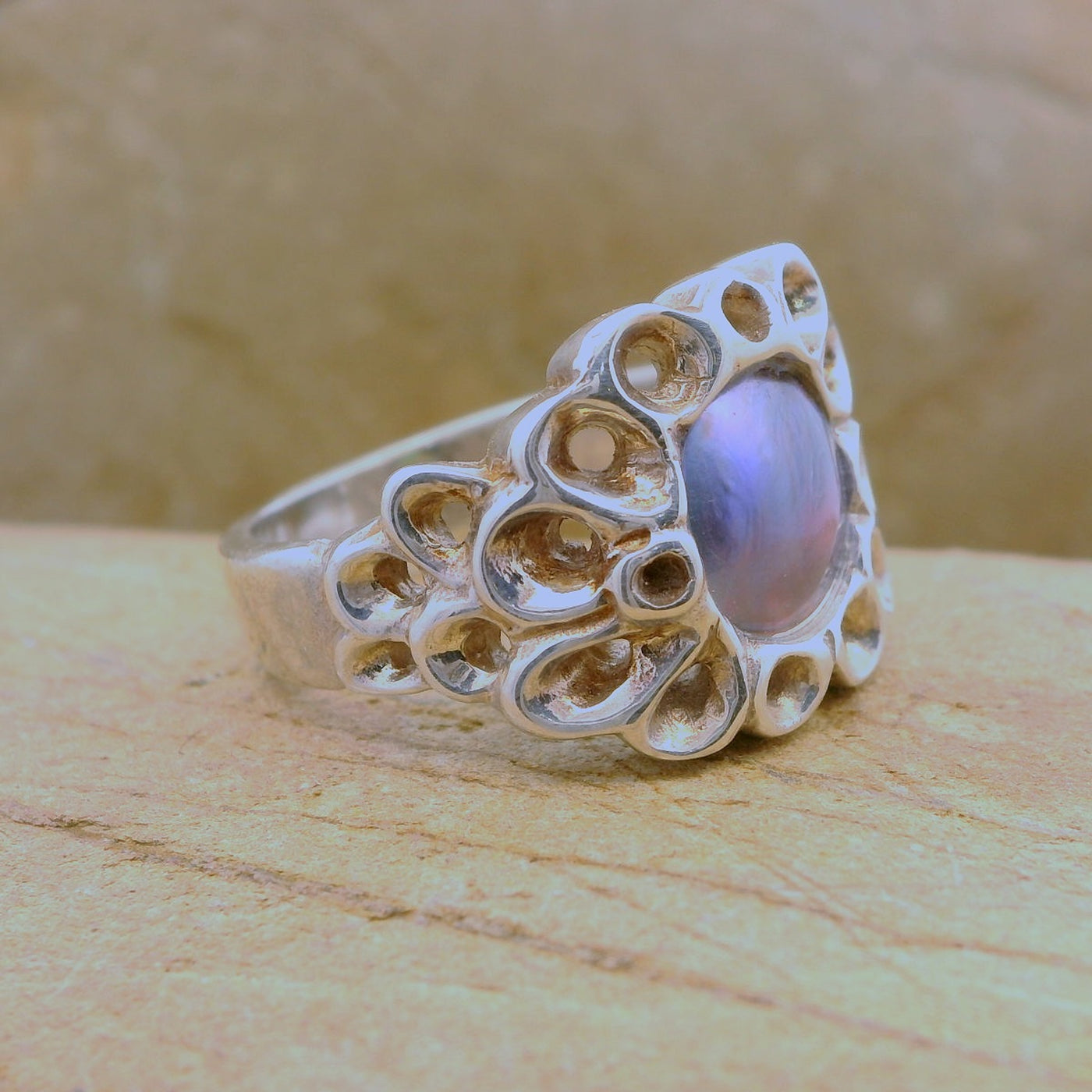 2. Pearl Coral Ring - February Lavender Pearl