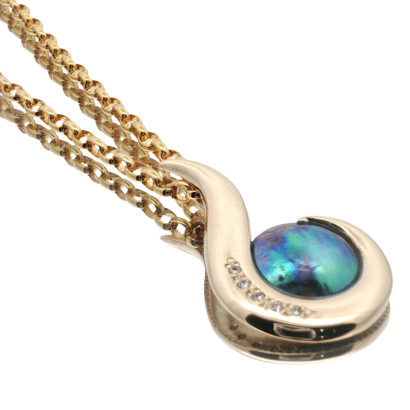 Pearl & Diamond Hook Necklace - Large