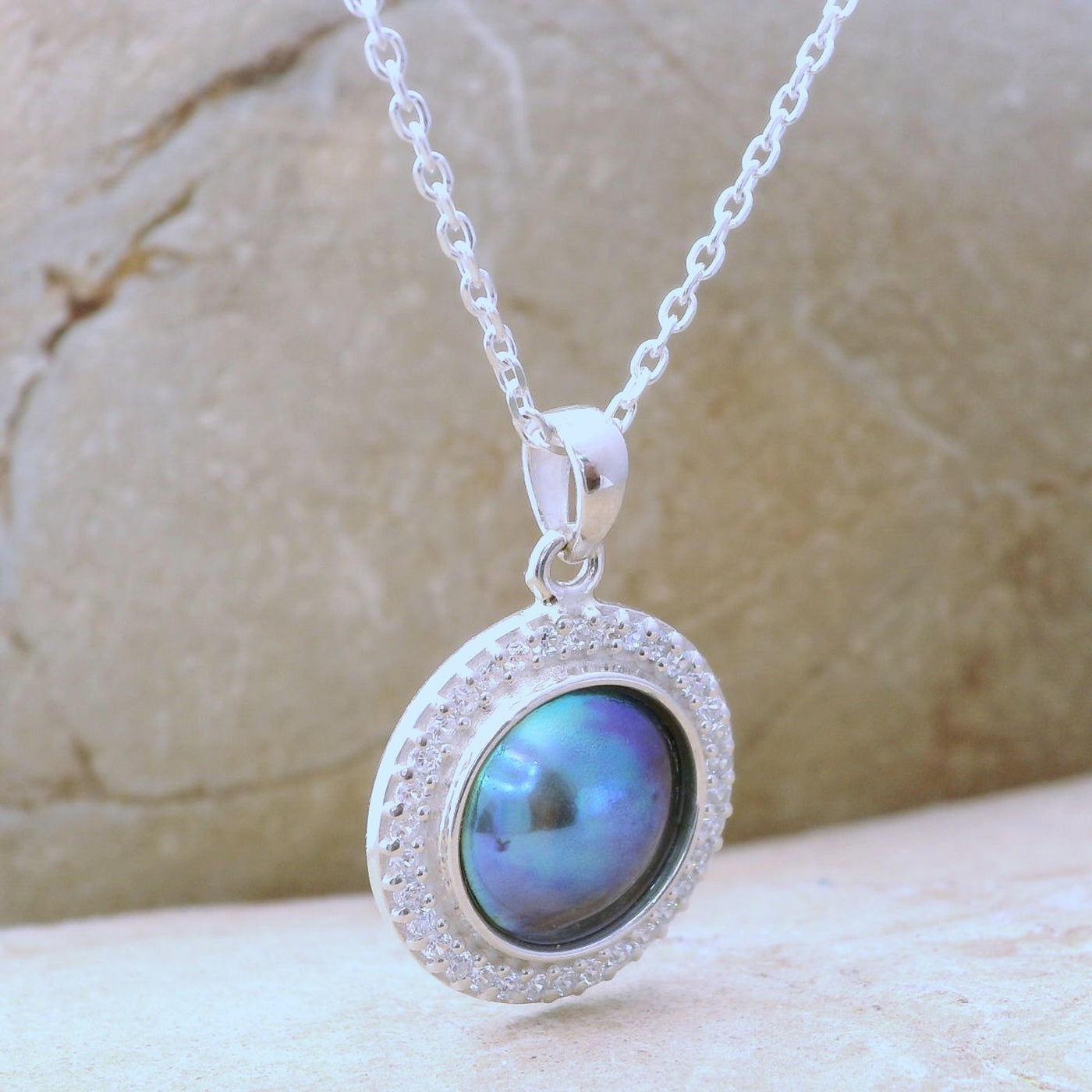 12. Pearl Blue Essence Necklace - December Aurora Pearl