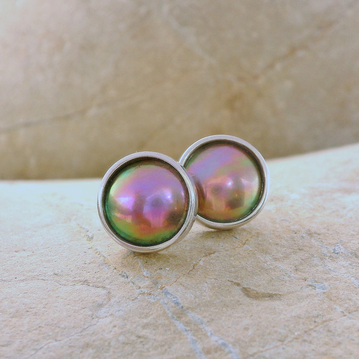 8. Pearl Stud Earrings STG - August Blush Pearl