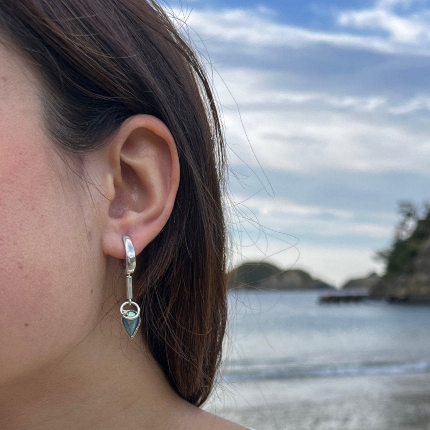 Pearl Ocean Arrow Teardrop Earrings