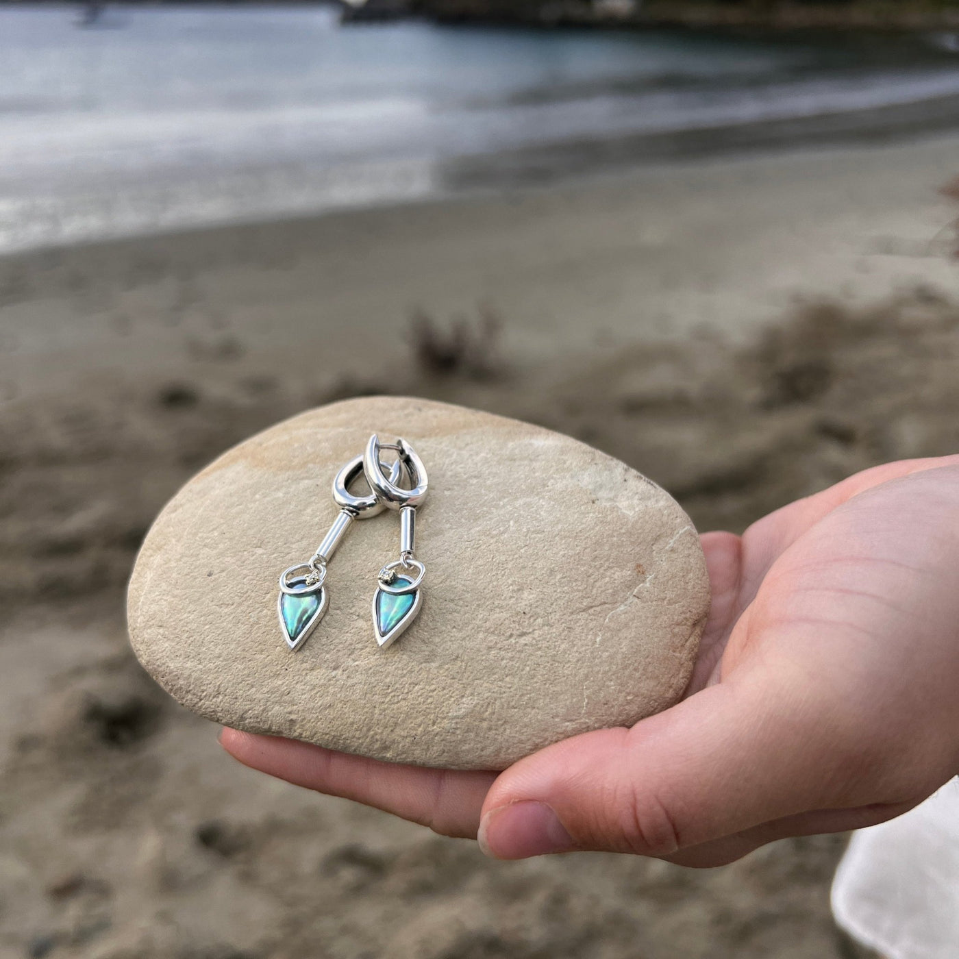 Pearl Ocean Arrow Teardrop Earrings