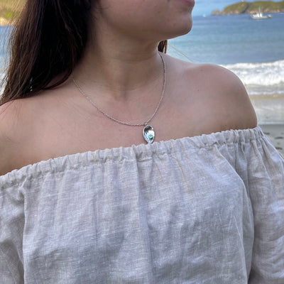 Pearl Paua Shell  Necklace - Two-tone