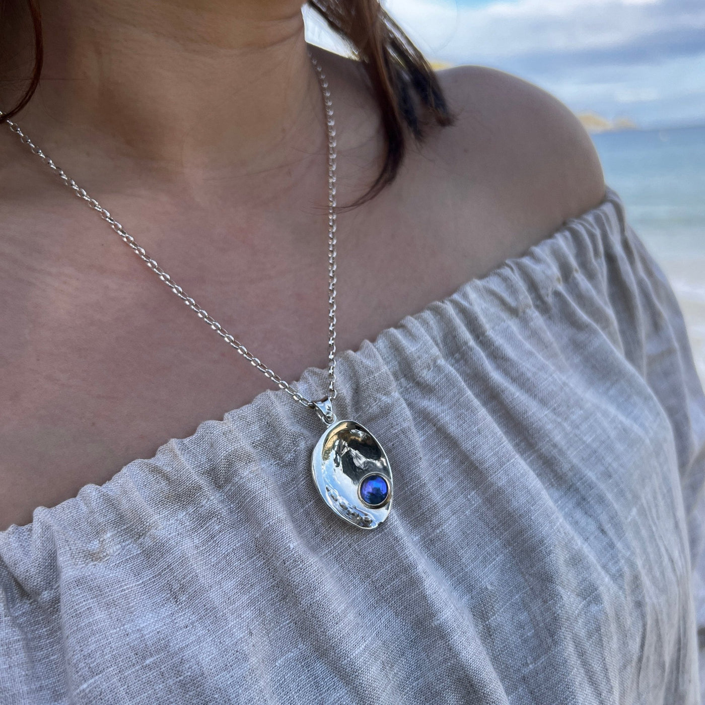 Pearl Paua Shell Necklace - Small