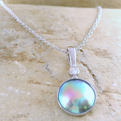 gold diamond pearl pendant