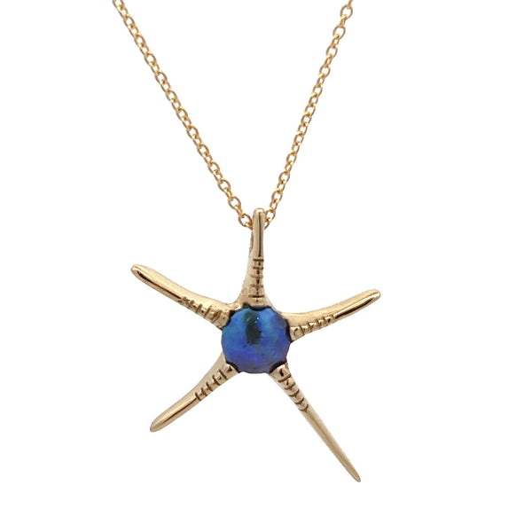 Pearl necklace NZ featuring rare Arapawa paua pearl in 9ct gold starfish setting