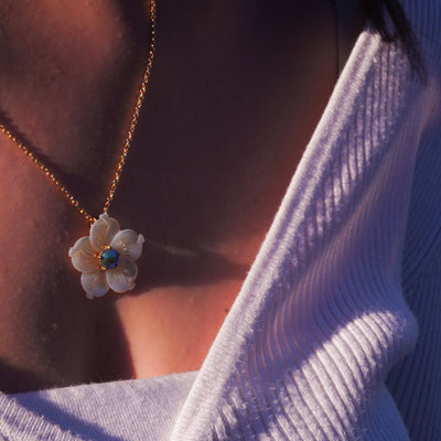 Pearl Petite White Daffodil Necklace