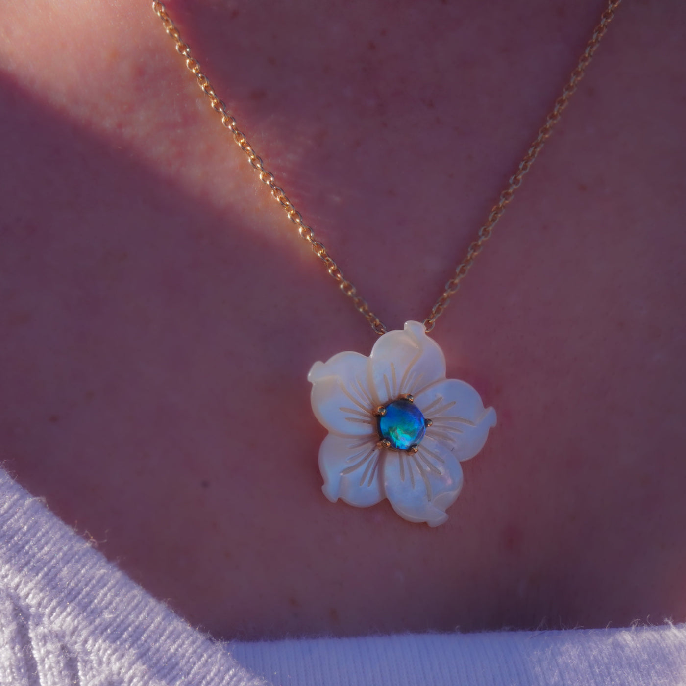 Pearl Petite White Daffodil Necklace