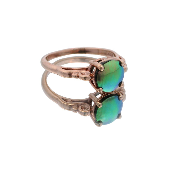Pearl ring nz handcrafted with rare Arapawa paua pearl in 9ct rose gold solitaire setting
