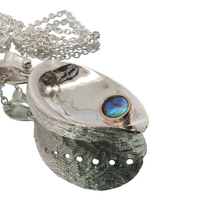 Pearl Paua Shell Necklace - Two-tone
