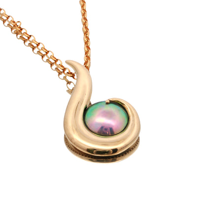 Pearl Large Gold Hook Necklace - 9ct Gold