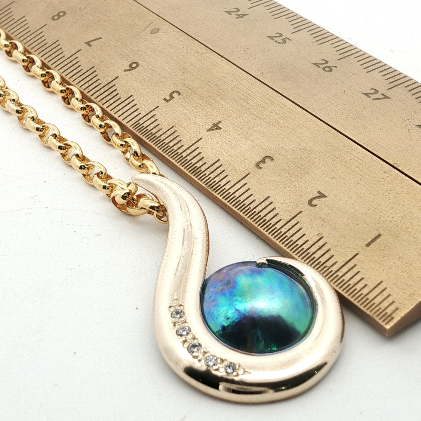 Pearl & Diamond Hook Necklace - Large