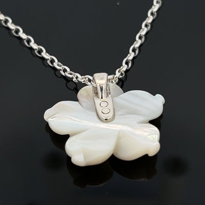 Pearl Oyster Shell Necklace Sterling Silver White Daffodil