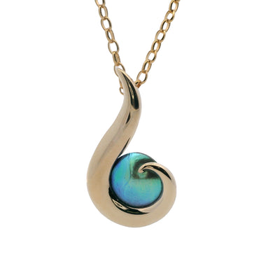 May Birth Pearl - 9ct Yellow Gold Paua Pearl Large Hook Necklace