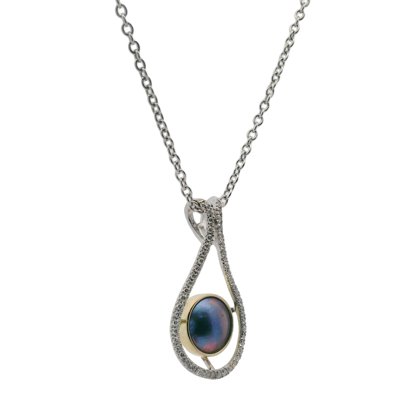 2. Pearl Diamond Fish Eye Necklace 18CT - February Lavender Pearl