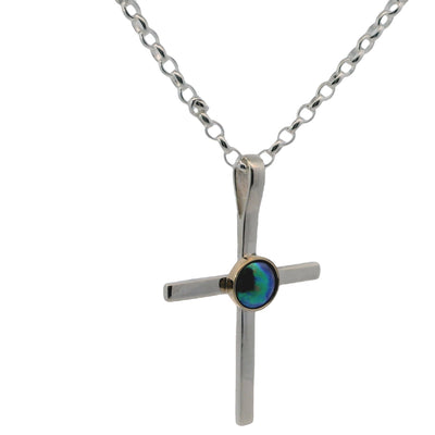 Pearl Cross Necklace - Two Tone