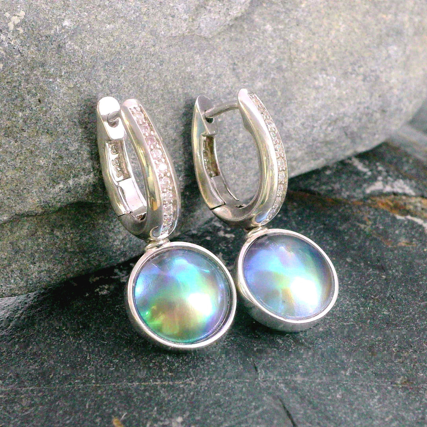 Pearl & CZ Betz Oval Earrings