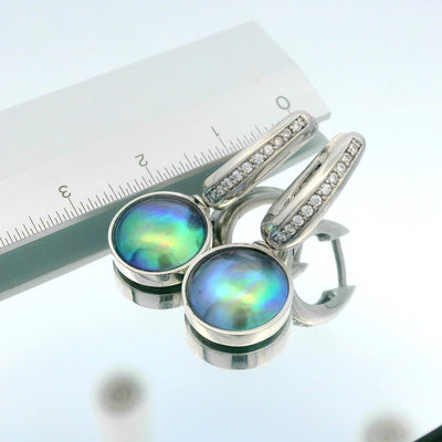 Pearl & CZ Betz Oval Earrings