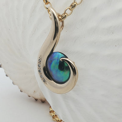 Pearl & Diamond Hook Necklace - Large