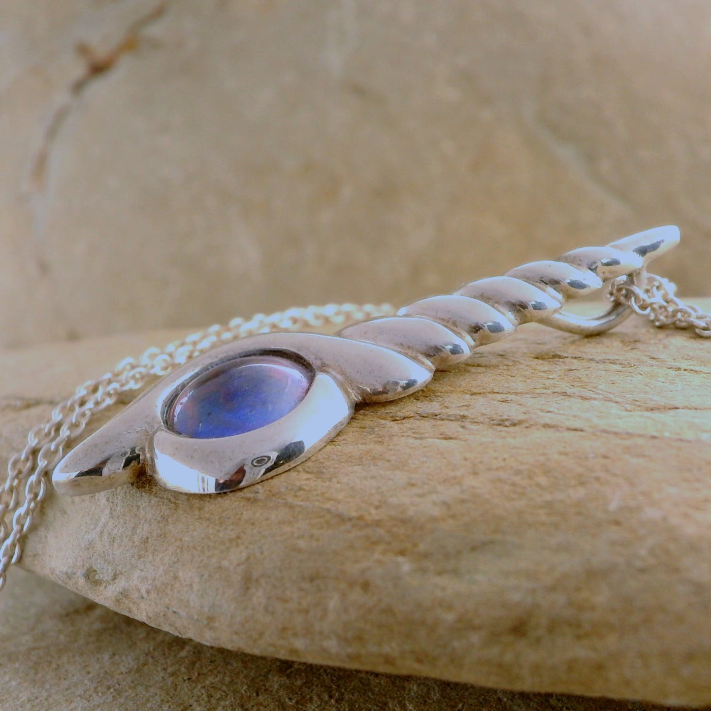 2. Pearl Narwhal Necklace - February Lavender Pearl